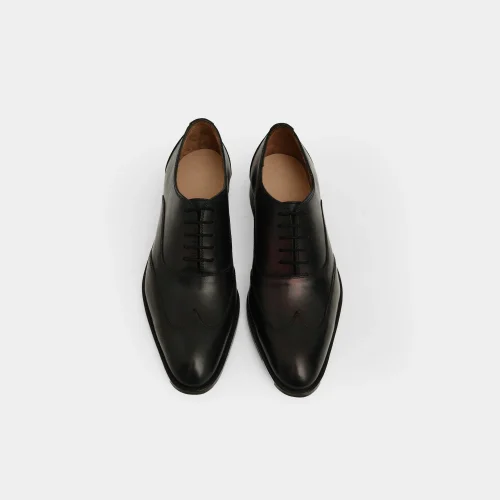 Burnished Black Leather Derby Shoes